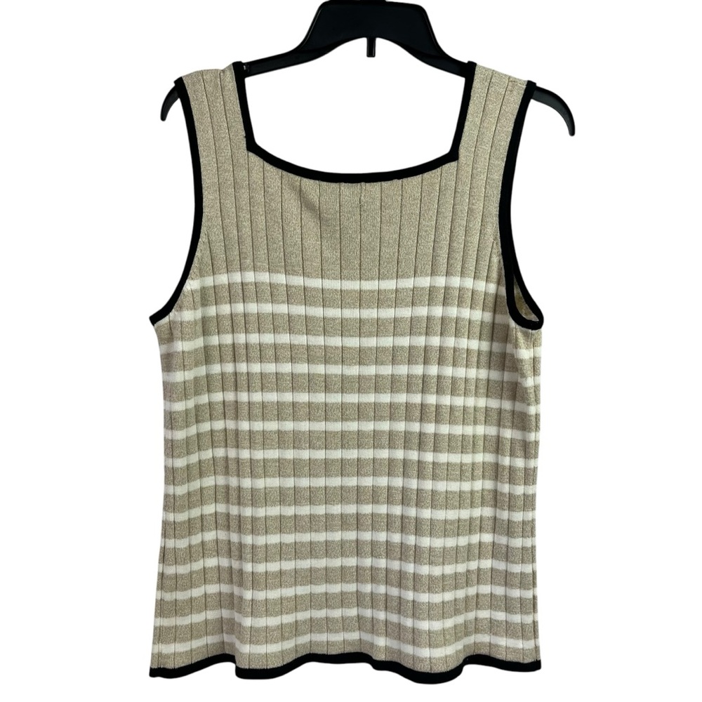 Van Heusen Knit Cardigan Tank Top Set Beige Stripe 2 Piece XL - Picture 14 of 15